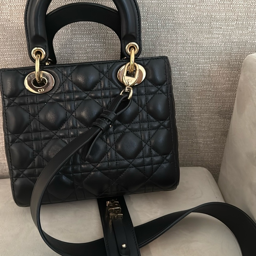 Dior Black Quilted Lady Dior Satchel with Gold Hardware - Picture 3 of 15
